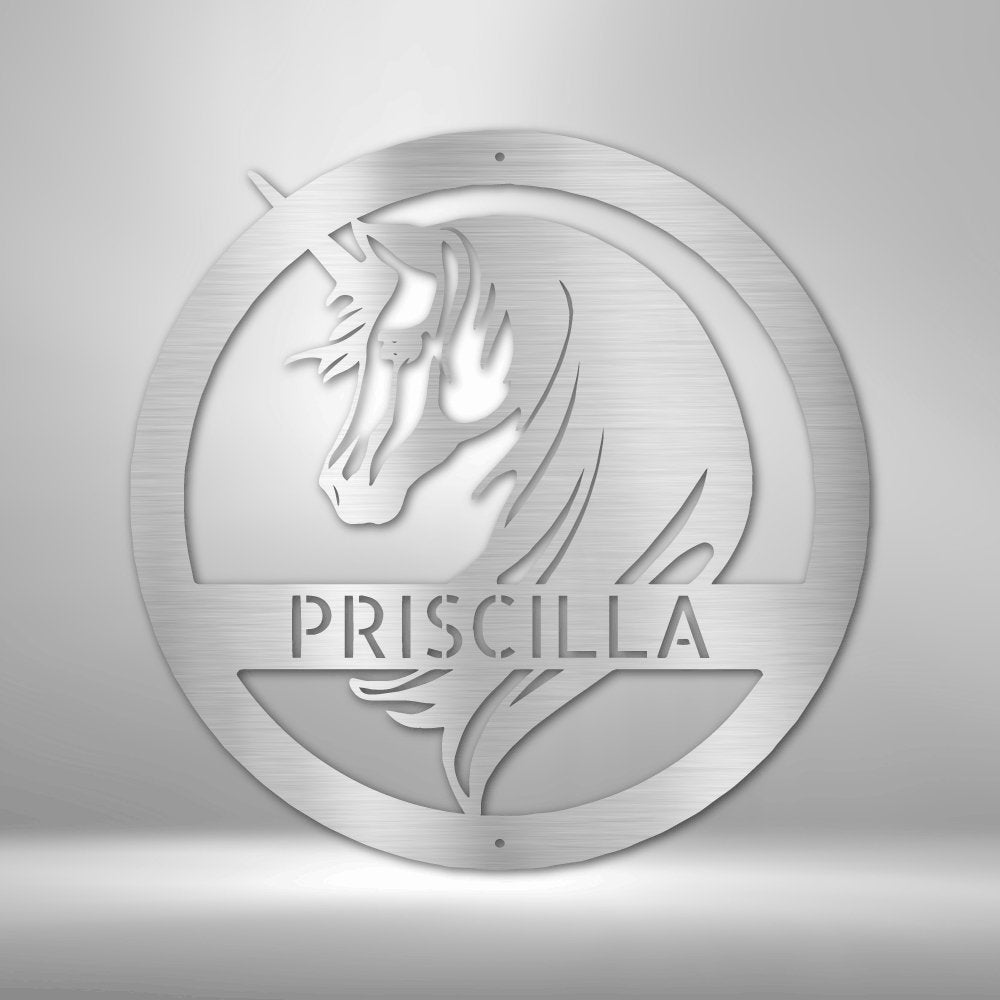 Unicorn Personalized Name Text Steel SignCustomly Gifts
