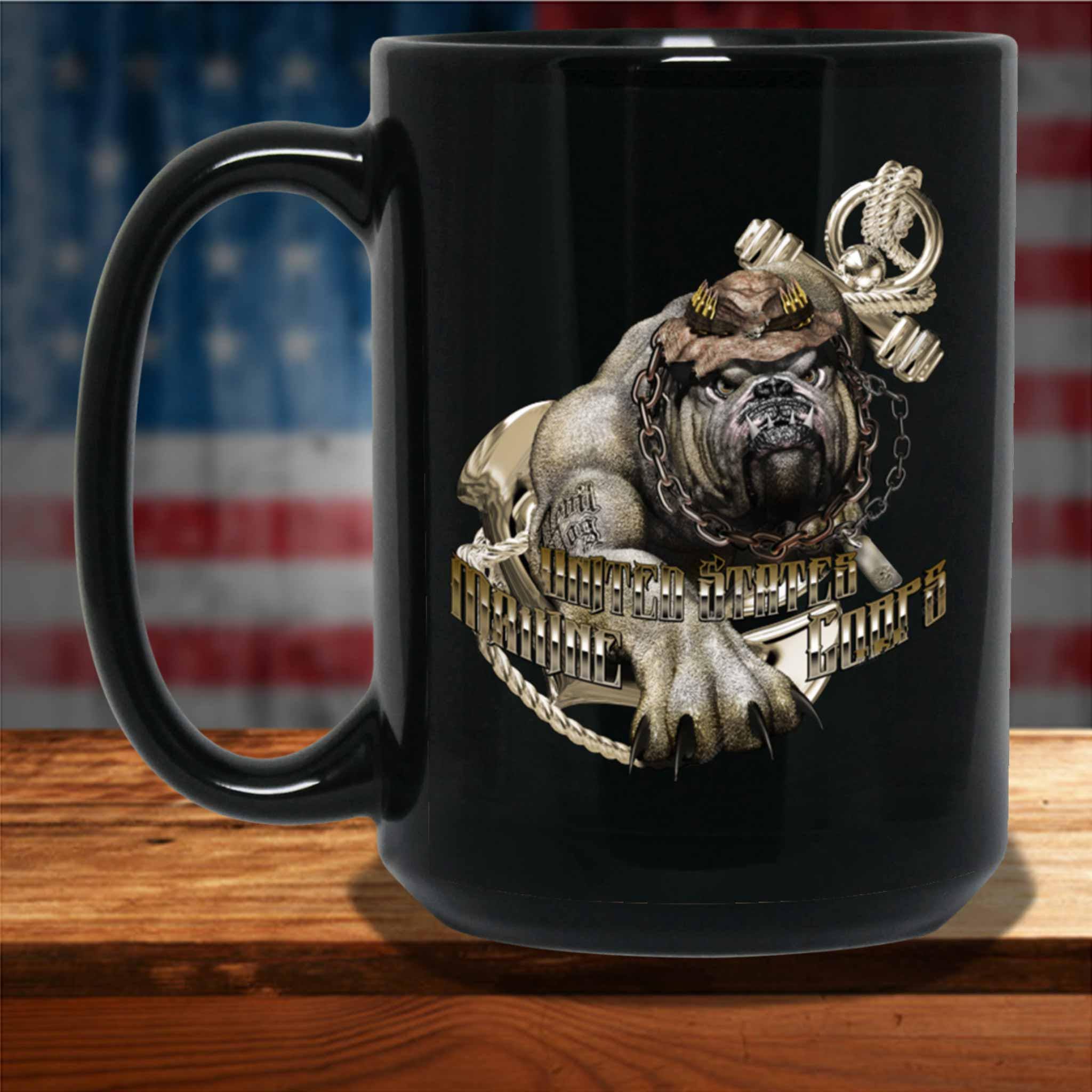USMC Marine Corps Devil Dog Military Themed Black Coffee MugsCustomly Gifts
