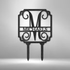 Vine Stake Personalized Monogram Name Steel SignCustomly Gifts