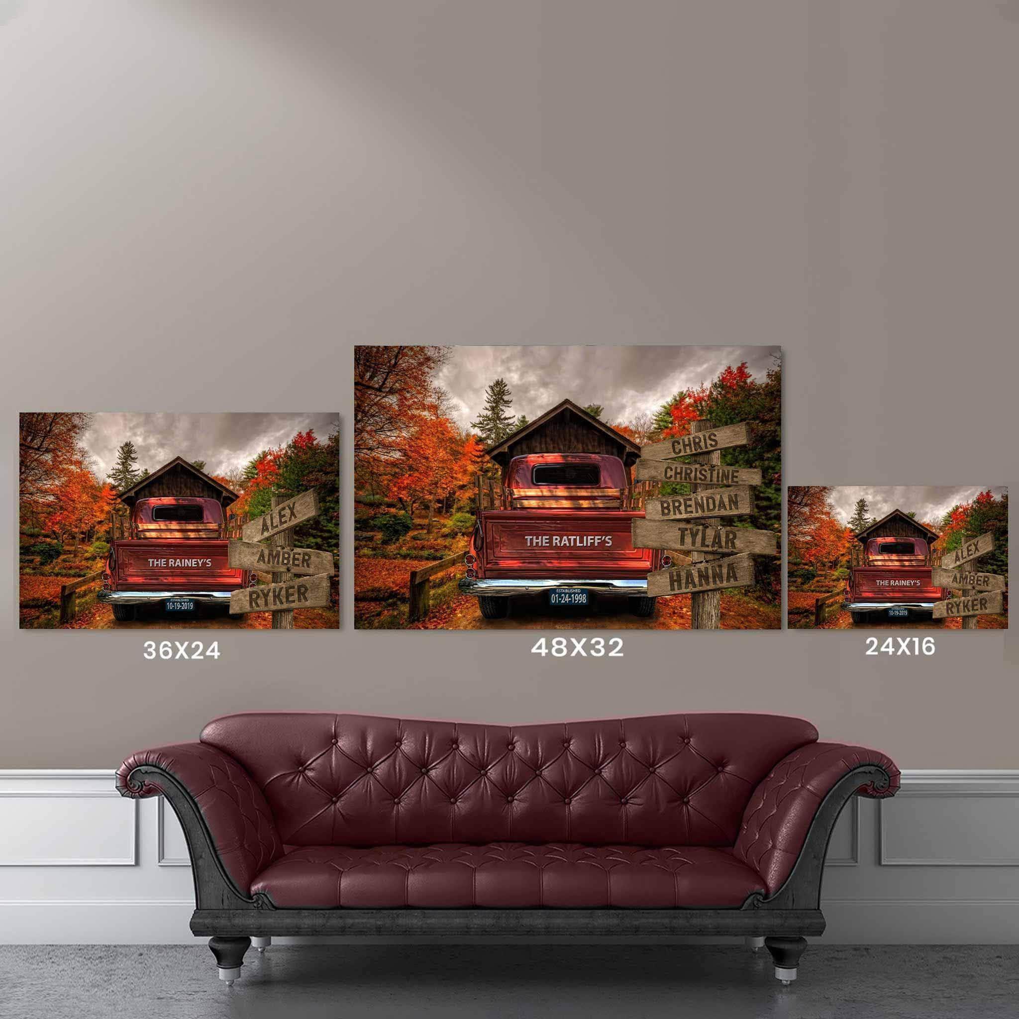 Vintage Truck (Rust) Covered Bridge Personalized Tailgate, License Plate & Directional Sign CanvasCustomly Gifts