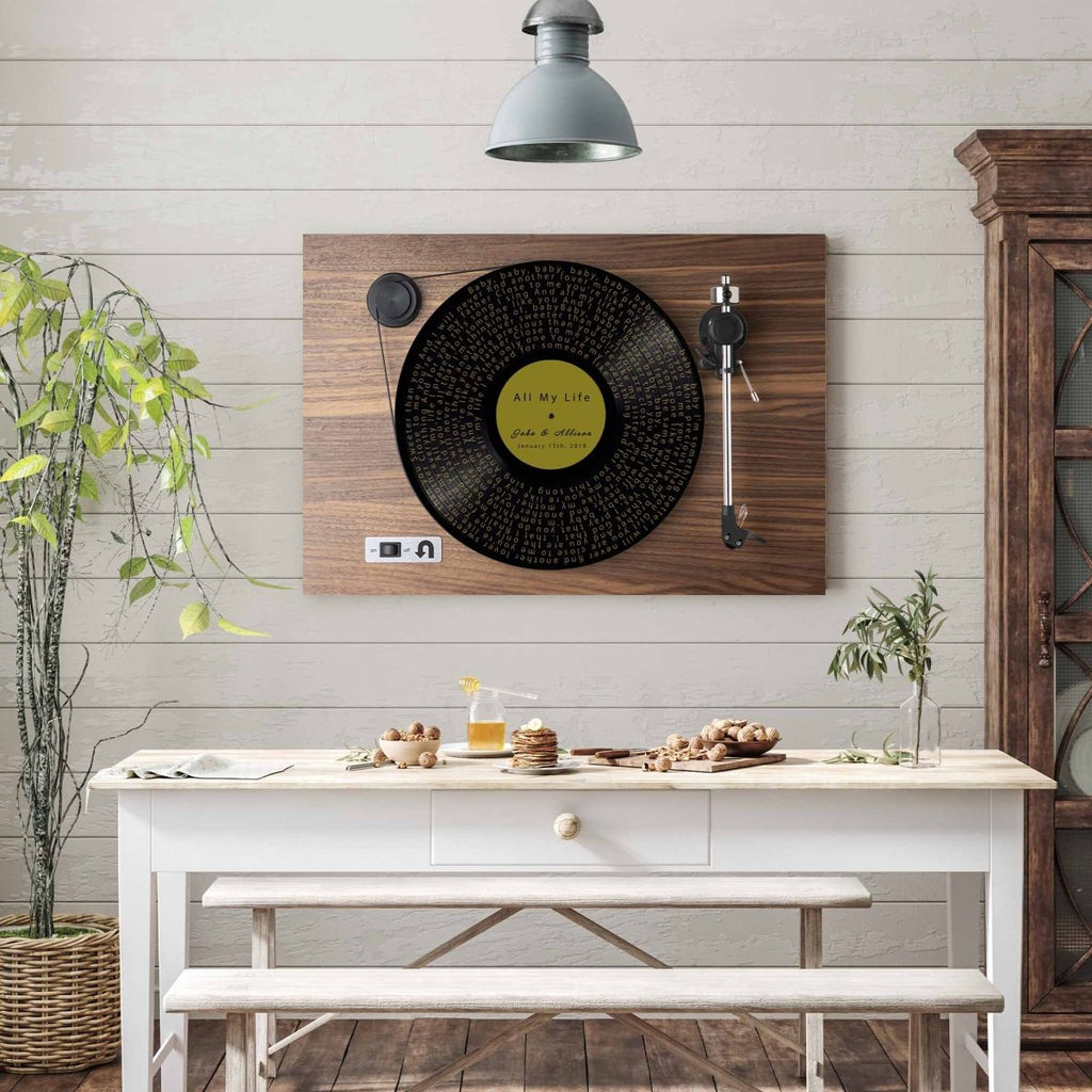 Walnut Orbital Turntable Vinyl Record Song Lyrics Personalized CanvasCustomly Gifts