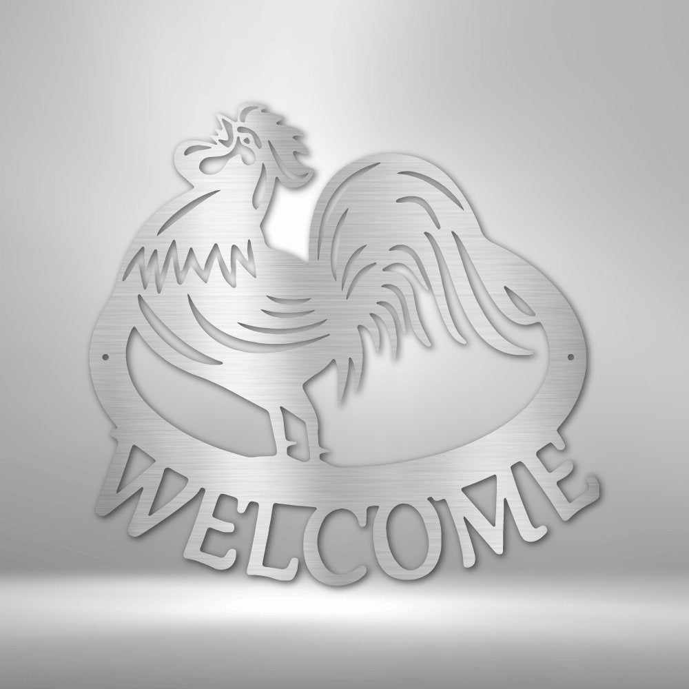 Welcome Rooster Steel SignCustomly Gifts