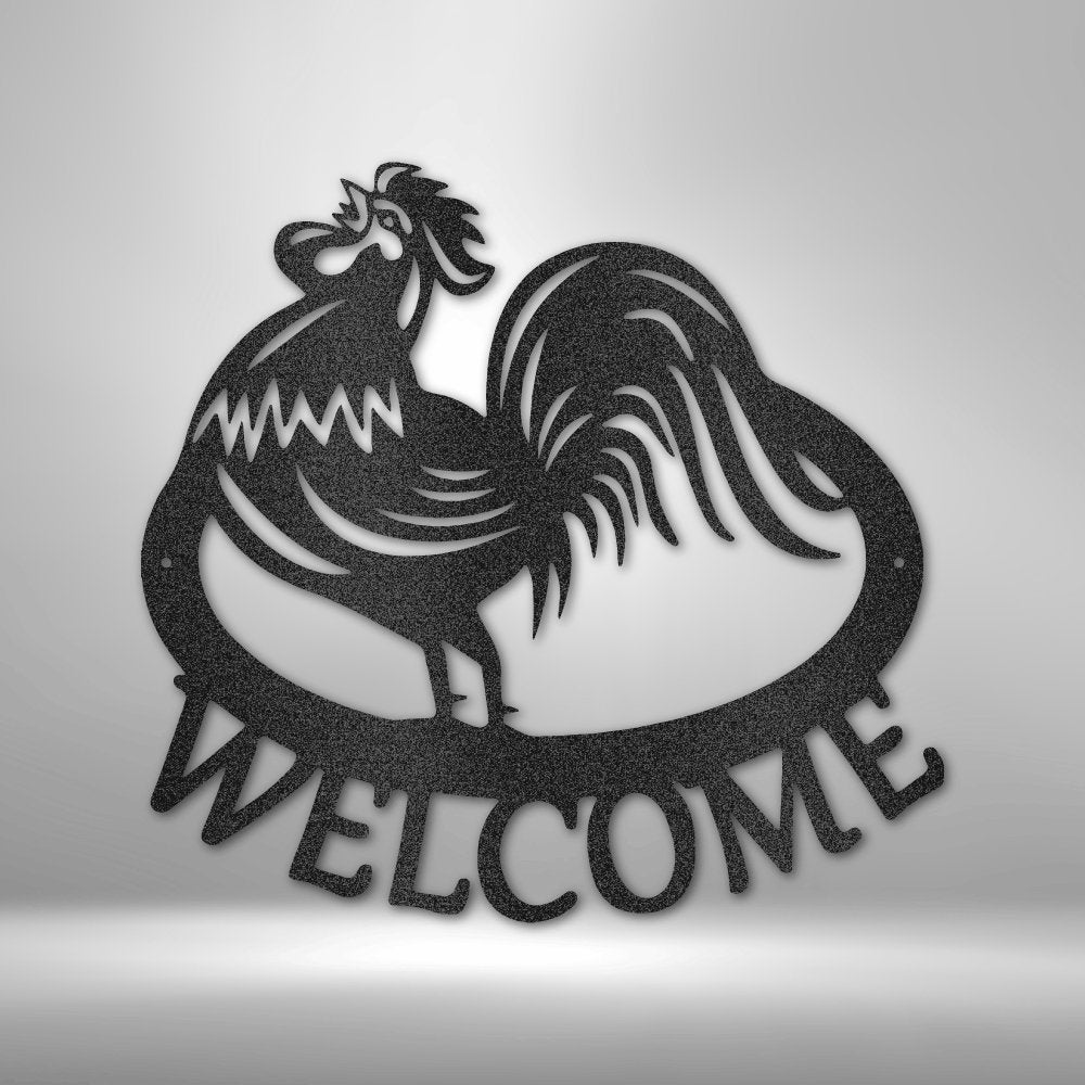 Welcome Rooster Steel SignCustomly Gifts