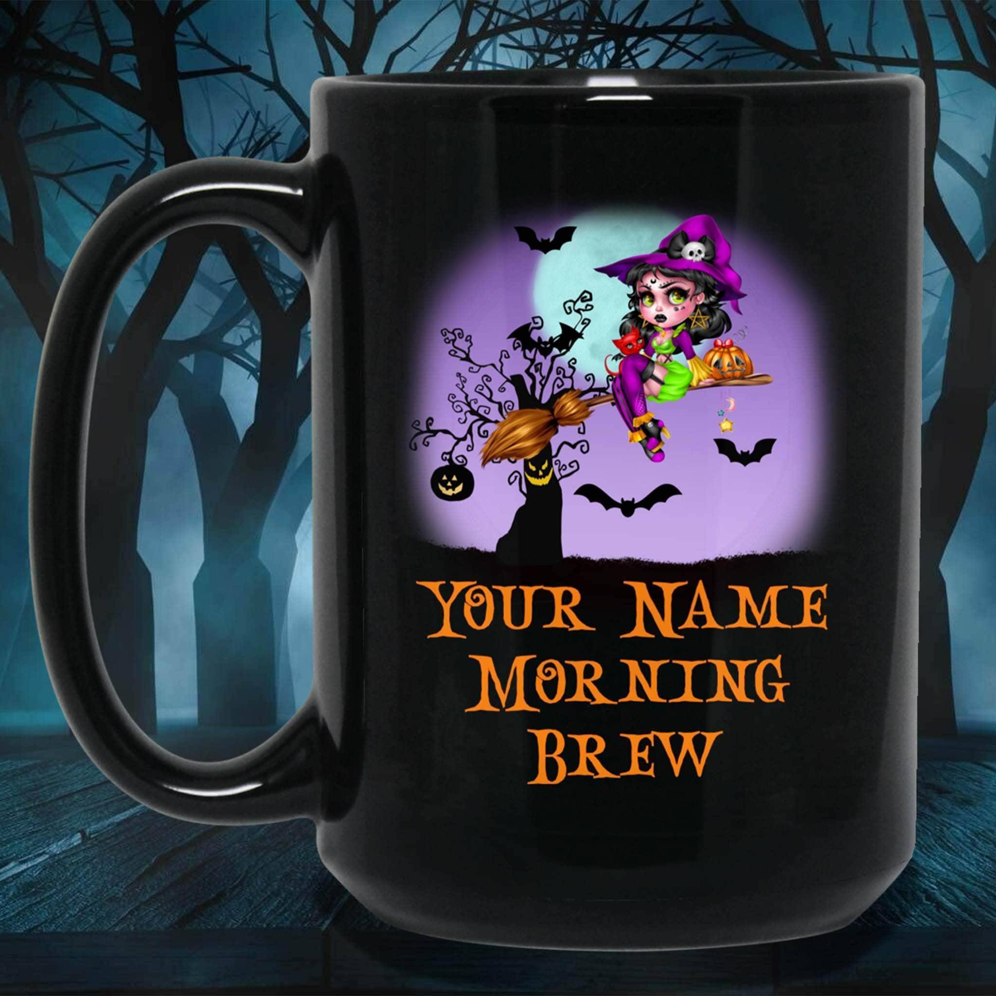 Witch Morning Brew Halloween Personalized Black Coffee MugsCustomly Gifts