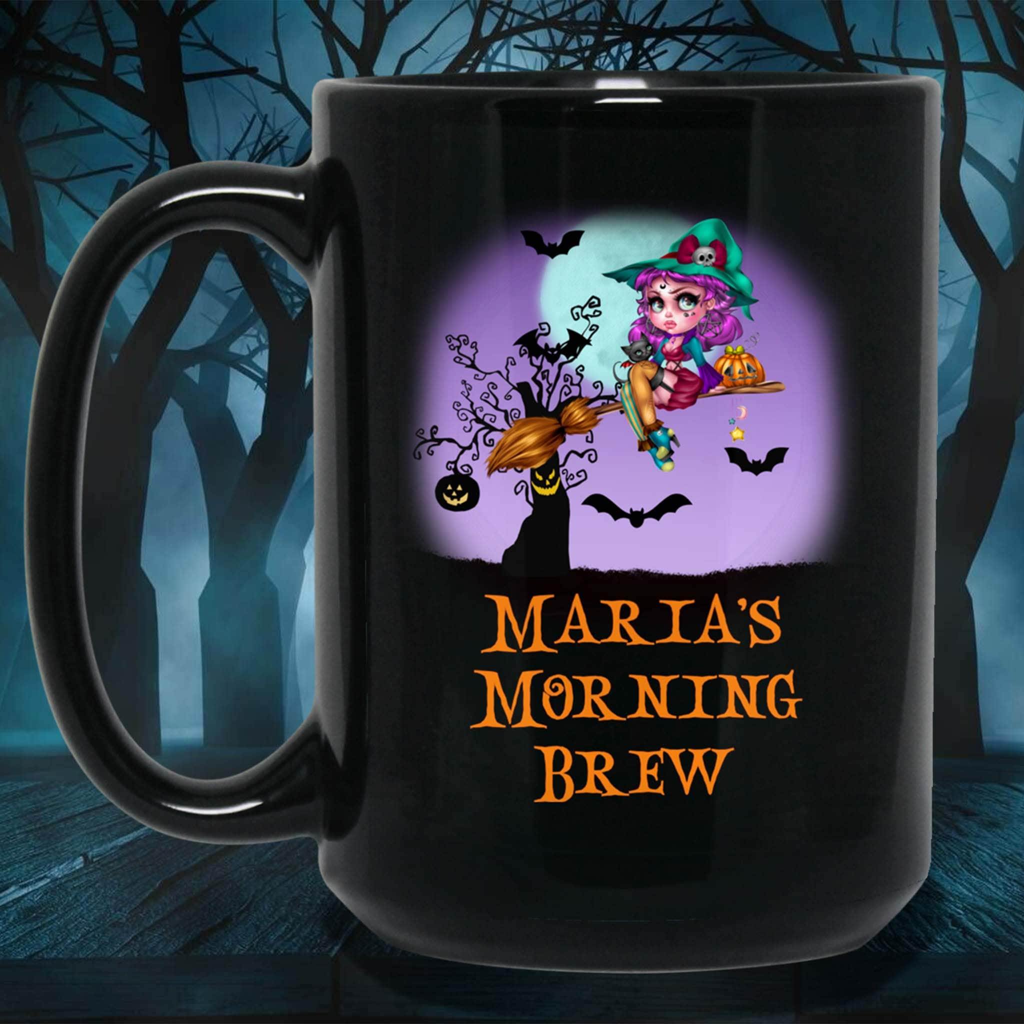 Witch Morning Brew Halloween Personalized Black Coffee MugsCustomly Gifts