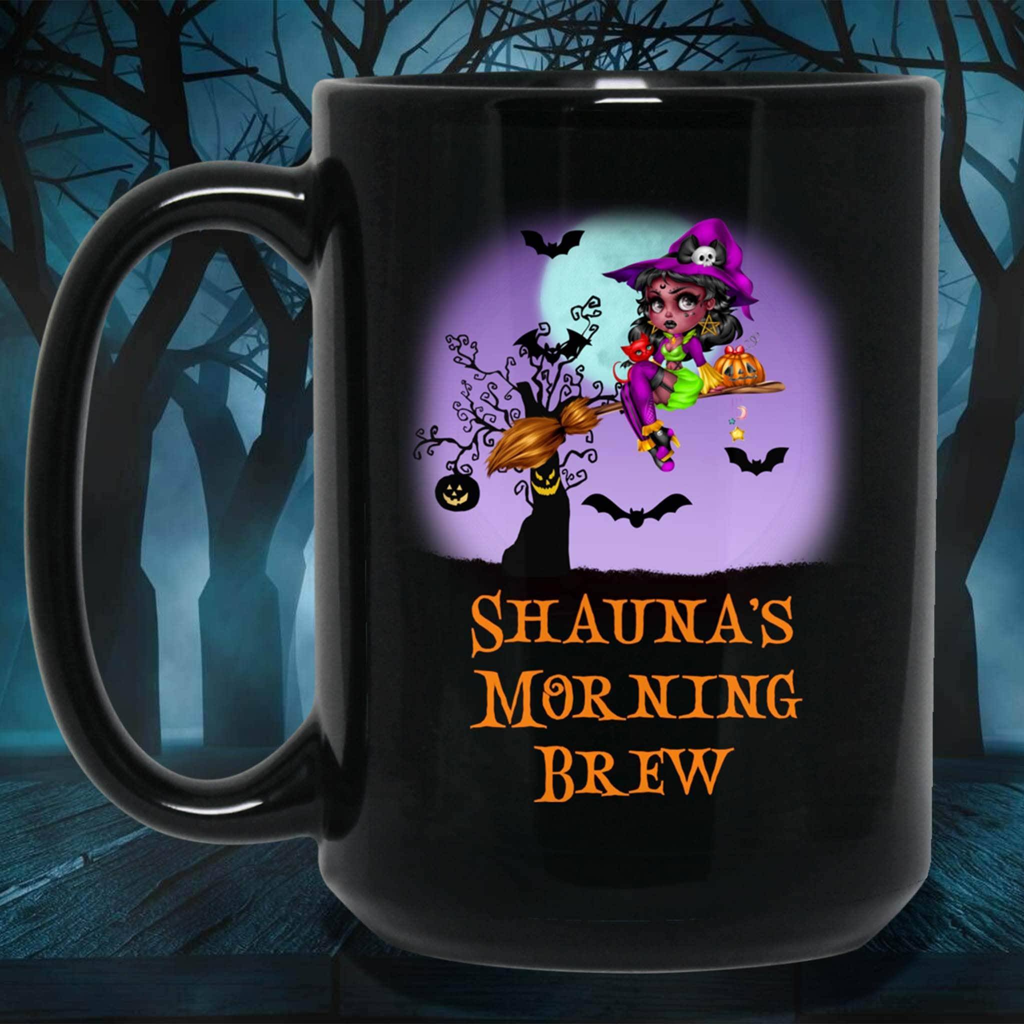 Witch Morning Brew Halloween Personalized Black Coffee MugsCustomly Gifts