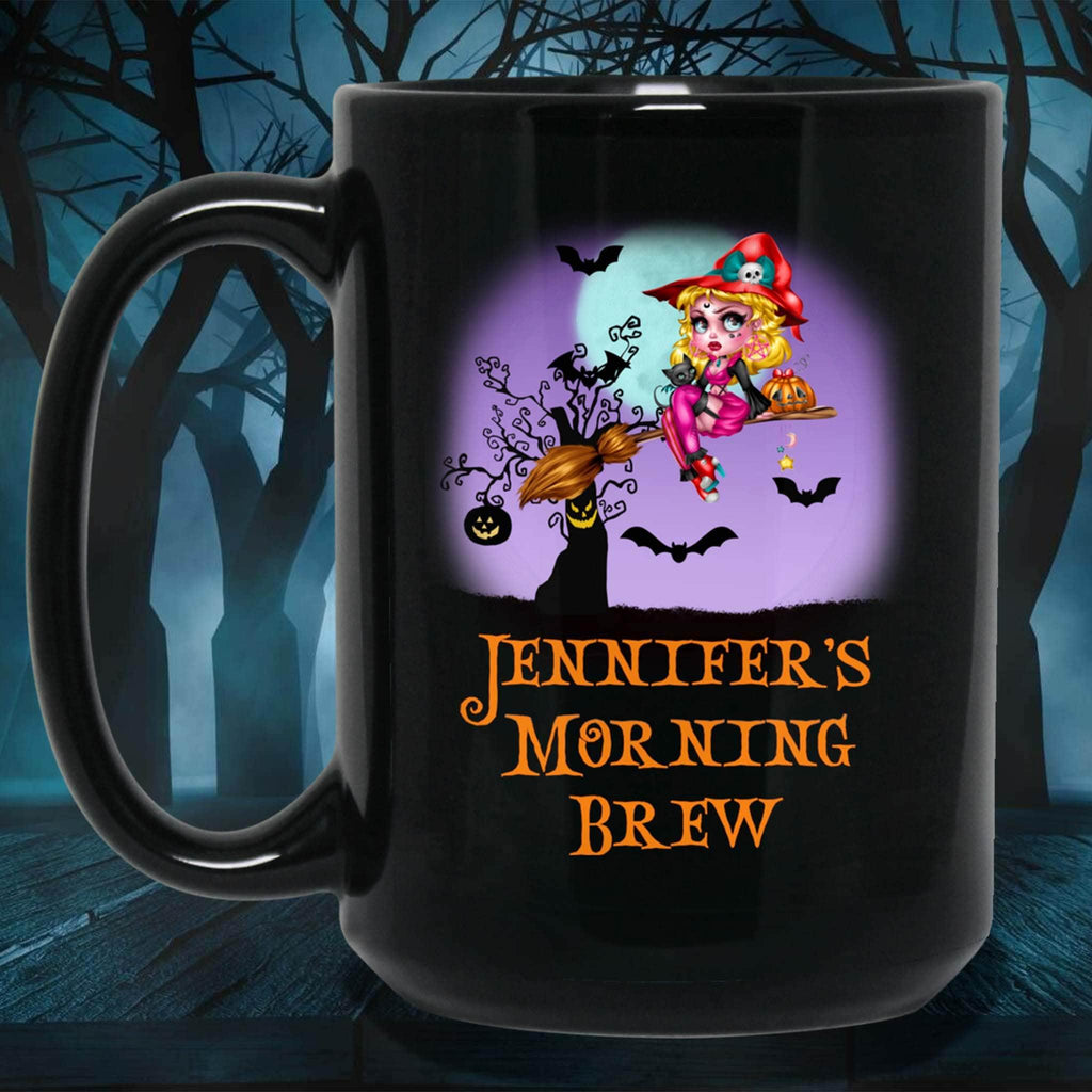 Witch Morning Brew Halloween Personalized Black Coffee MugsCustomly Gifts