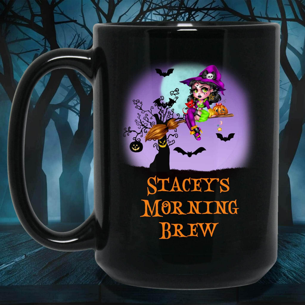 Witch Morning Brew Halloween Personalized Black Coffee MugsCustomly Gifts